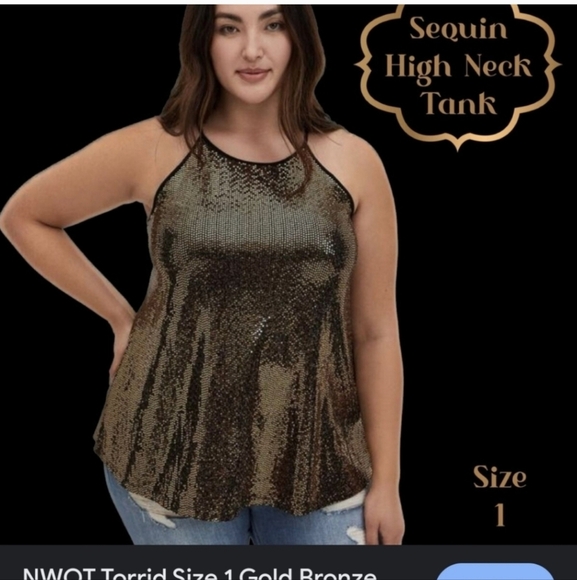 Torrid 1x Sequin High Neck Tank - Picture 1 of 5